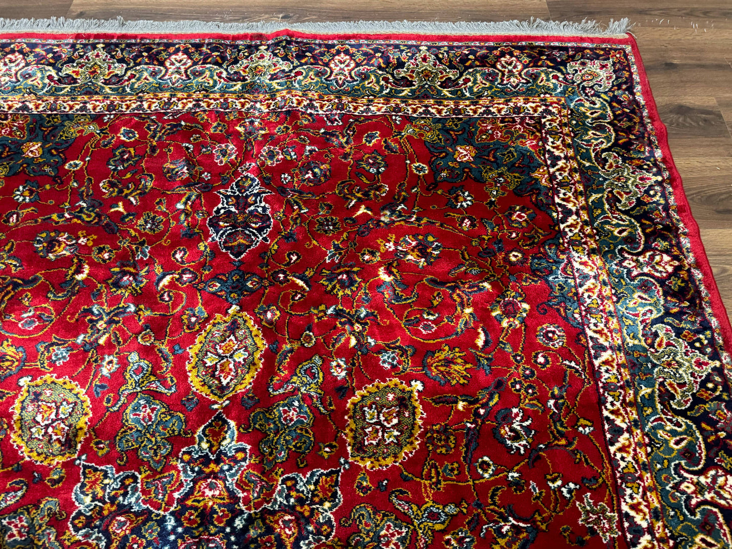 Red Persian Rug 6x9 Medallion Ardebil Design Vintage Power Loomed Carpet