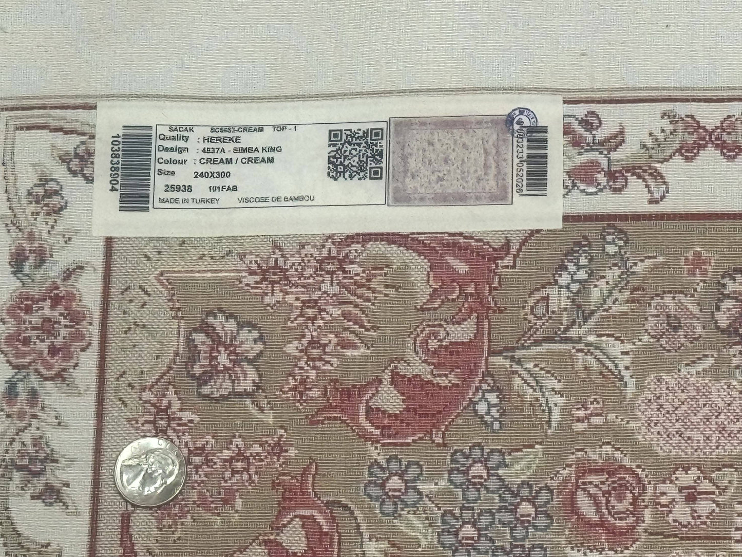 Turkish Silk Rug 8x10 Ivory Hunting Scene Bamboo Silk Contemporary