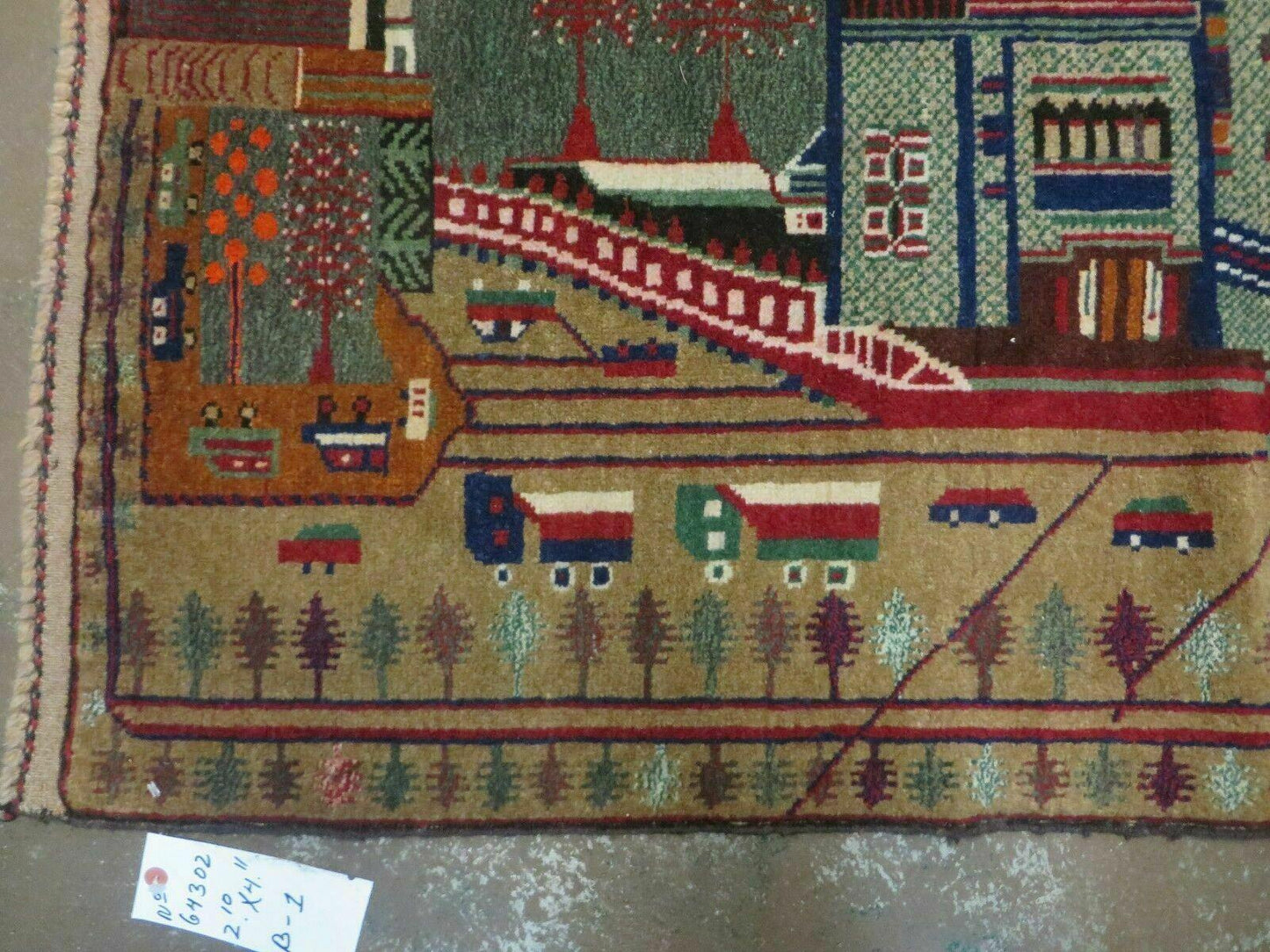 Afghan Balouch Wool Pictorial Rug 3x5 Handmade Vintage Tribal Design