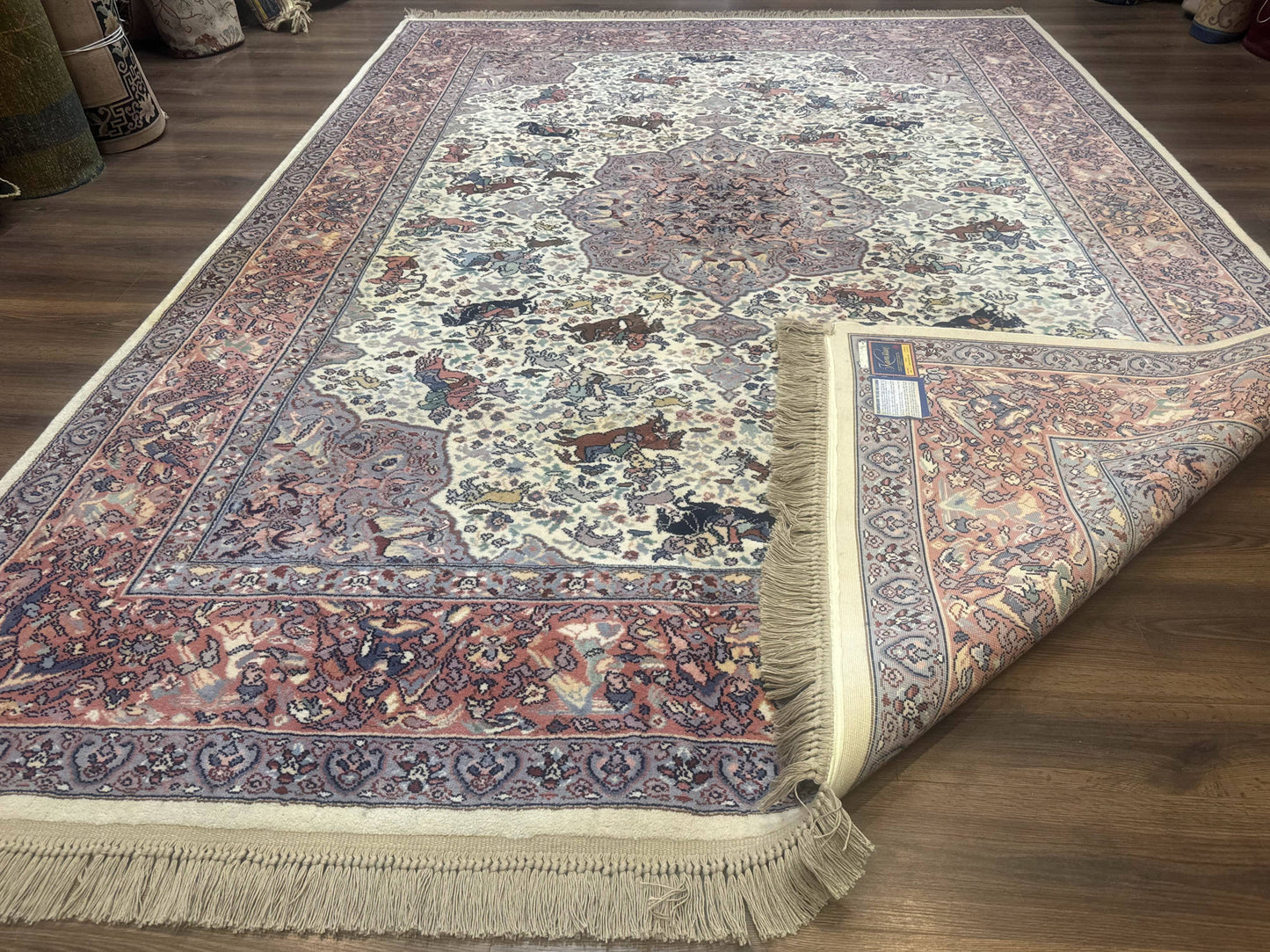 Karastan Ivory Hunting Rug 8 8 By 12 Vintage Wool Discontinued Original 700 Series Rare