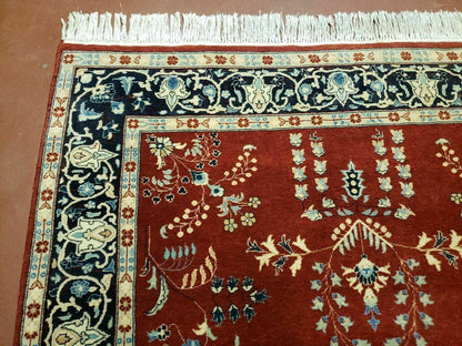 Pakistani Rug Hand Knotted Vintage 4x6 Red Highly Detailed Wool