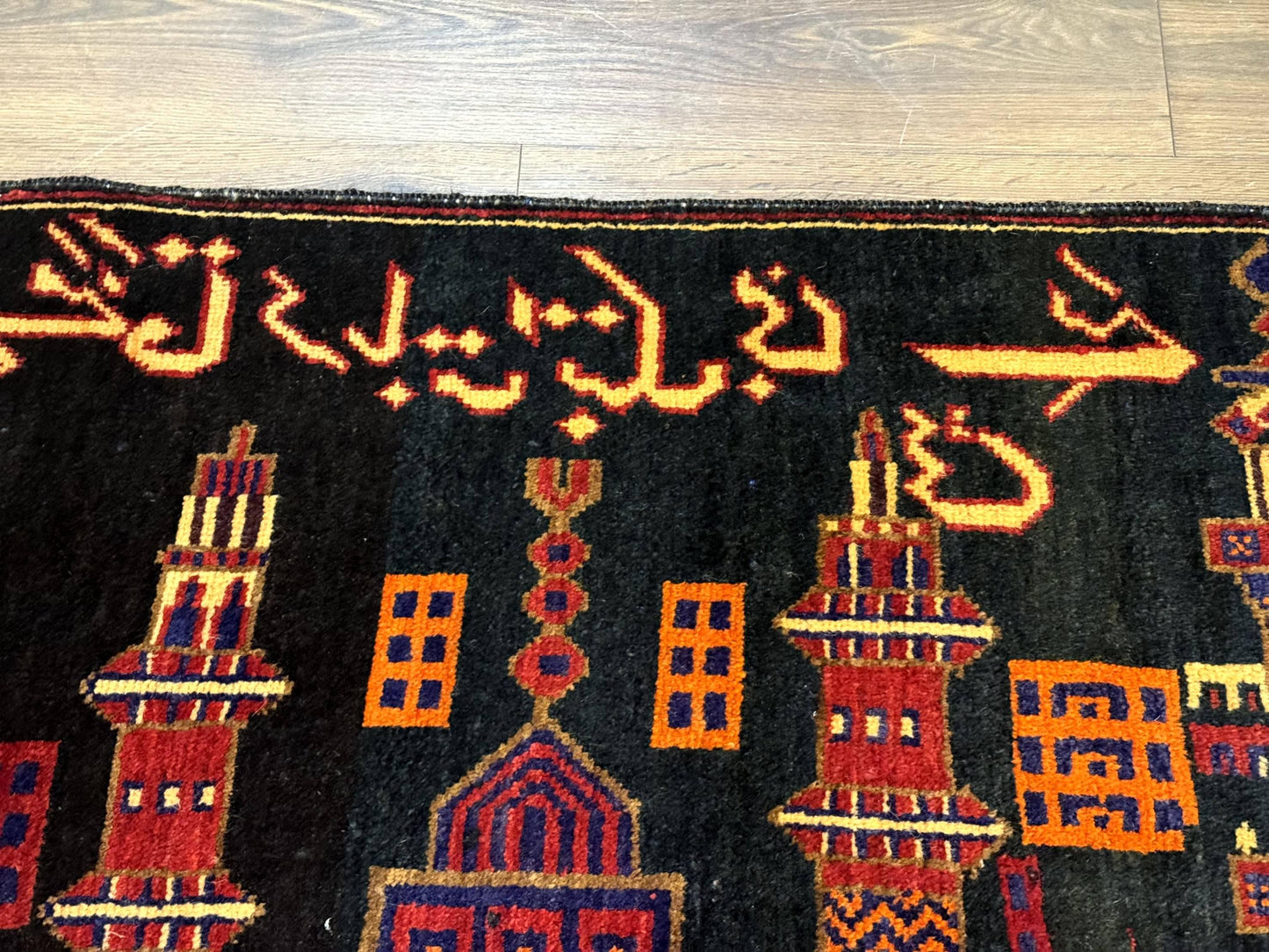 Balouch Rug 3x5 City Pictorial Afghan Hand Knotted Wool Area Rug