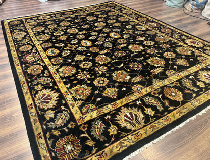 Indo Persian Mahal Rug 8x10 Hand Knotted Wool Oriental Carpet Black and Gold