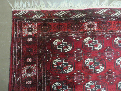 Handmade Afghan Turkoman Bokhara Wool Rug 4 Ft 5 In By 5 Ft 7 In Vintage Estate Find