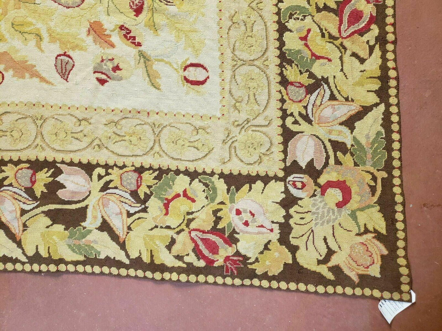 Handmade Chinese Needlepoint Wool Rug 9x11 Floral Rose Garden Chic Decor