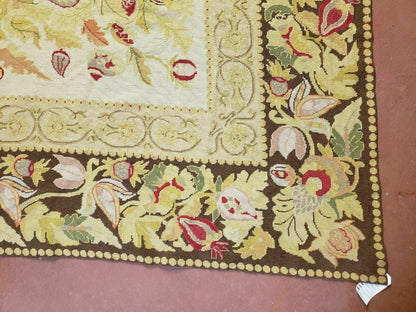 Handmade Chinese Needlepoint Wool Rug 9x11 Floral Rose Garden Chic Decor