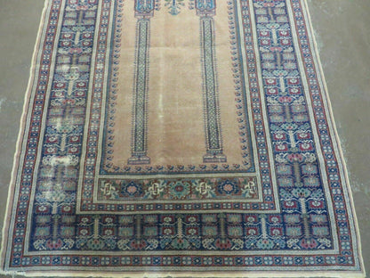 Antique Turkish Mehrab Rug Prayer Wool Handmade 47x67 Vintage Lantern Design