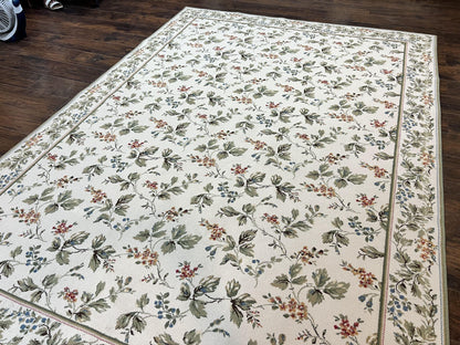 Vintage Stark Carpet 7x10, Ivory and Green, European Aubusson Design, Allover Pattern, Stark Rug