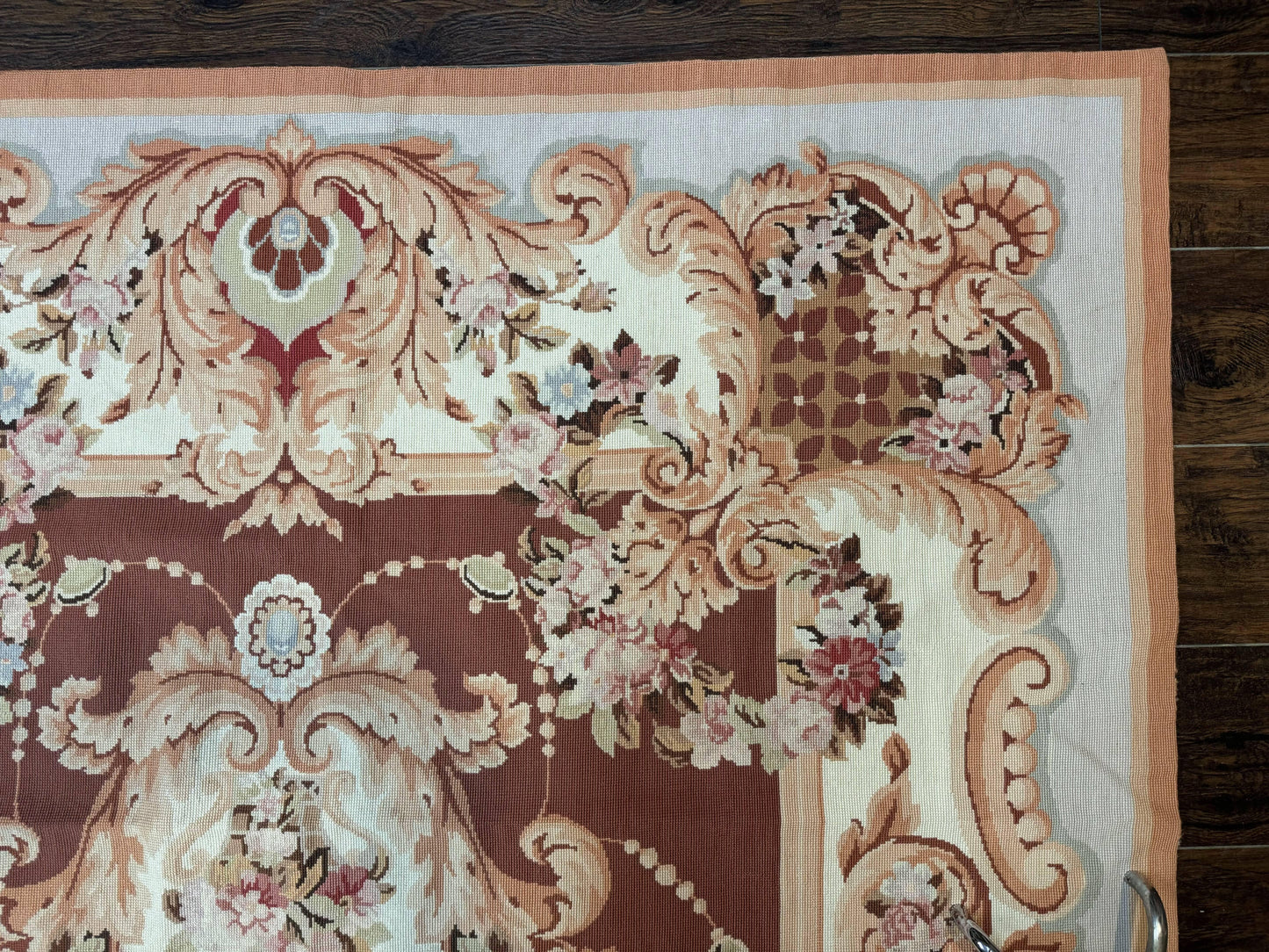 Aubusson Rug Vintage Needlepoint Wool Flatweave 6x9 Carpet European Design