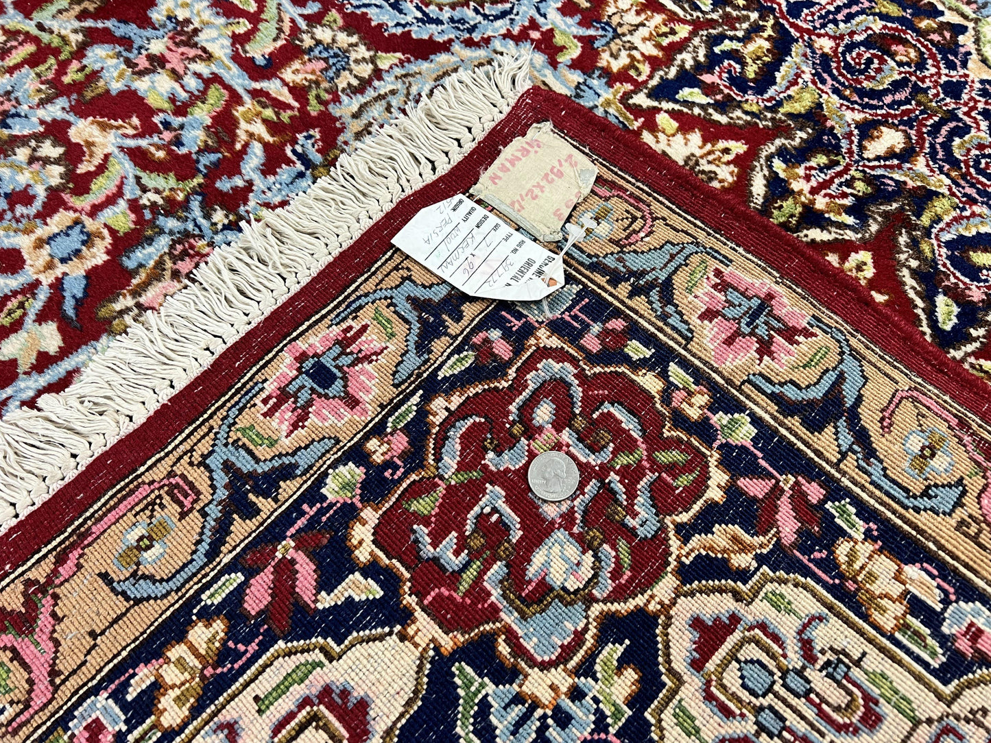 Persian Rug 7x10 Hand Knotted Wool Floral Medallion Kirman Semi Antique Vintage