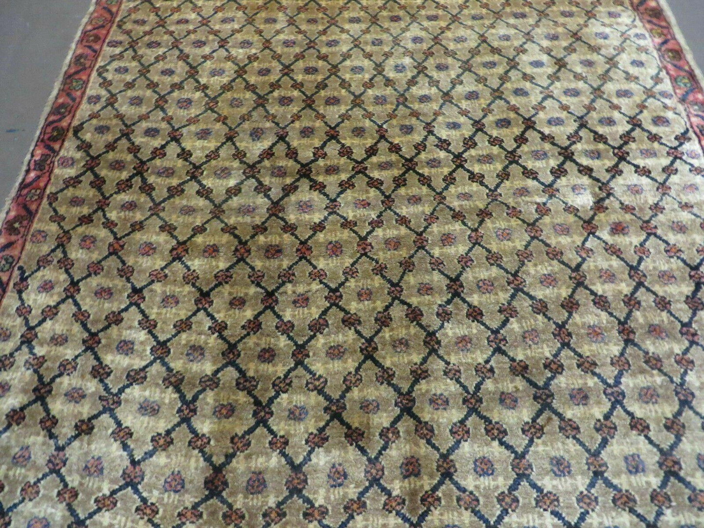 Antique Indian Handmade Wool Rug 4x6 Camel Hair Color 1900s Era