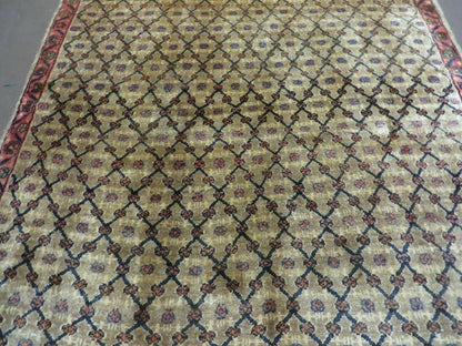 Antique Indian Handmade Wool Rug 4x6 Camel Hair Color 1900s Era