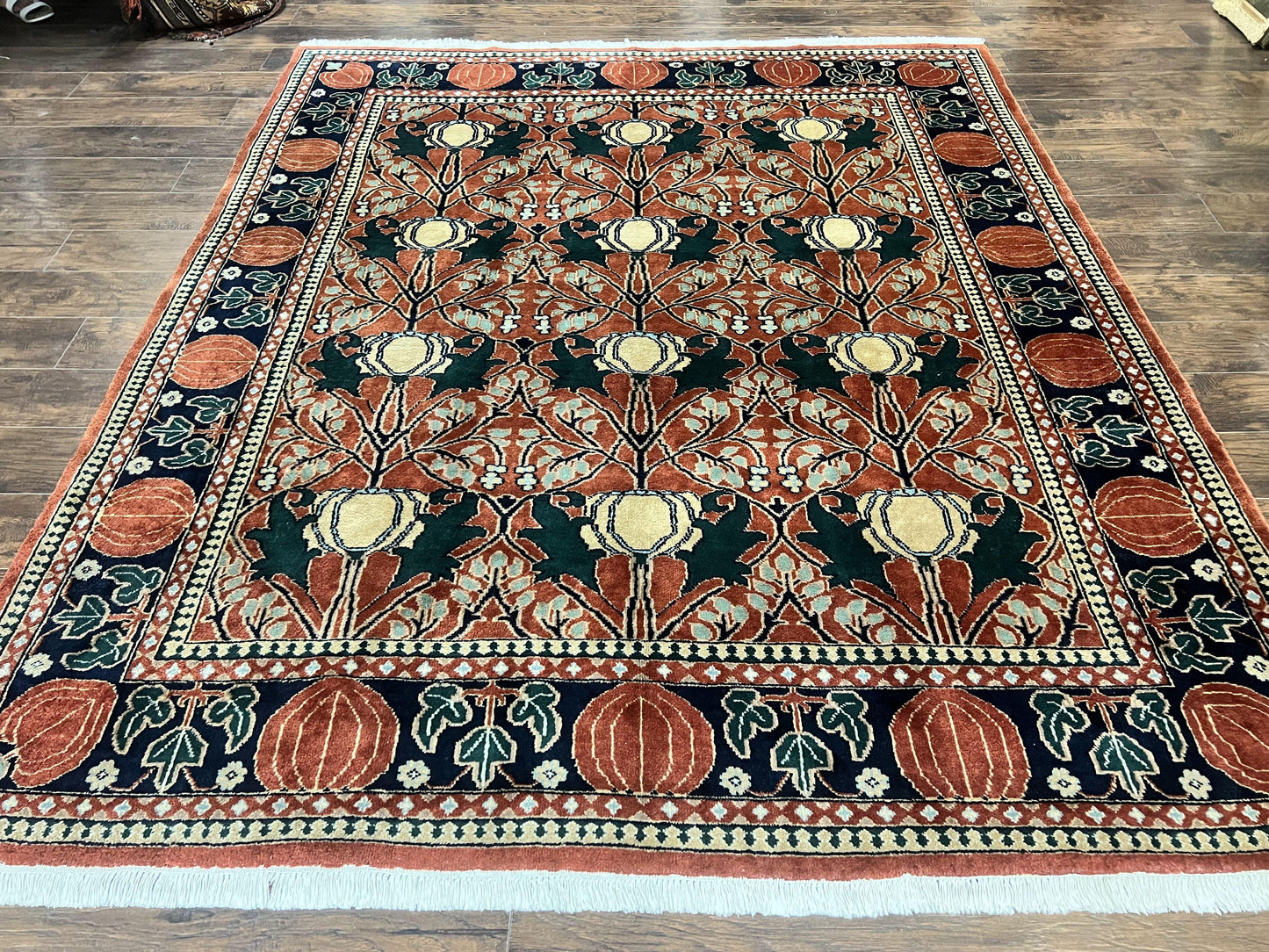 Bidjar Rug 8x10 Handmade Vintage Wool Indo Persian Red Black Carpet