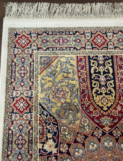Turkish Silk Runner Rug 2.6 x 10, Dome Design, Hereke Runner, Bamboo Silk, New