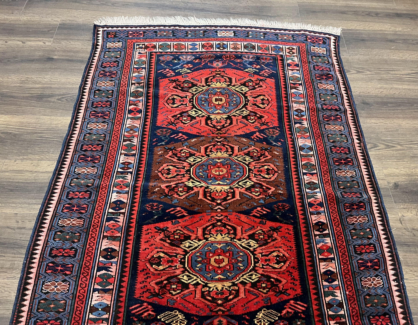 Antique Caucasian Seychor Rug Hand Knotted Wool Vintage Carpet 3.7 x 5.5