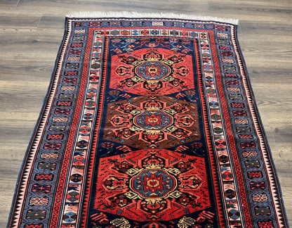 Antique Caucasian Seychor Rug Hand Knotted Wool Vintage Carpet 3.7 x 5.5