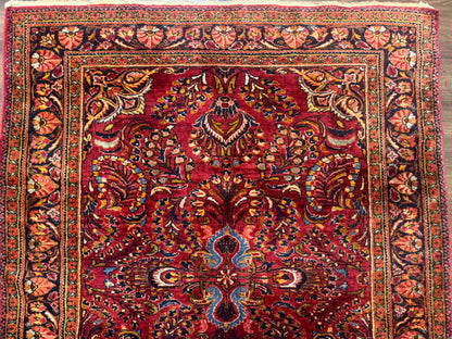 Persian Lilihan Rug 5x6 Red Floral Antique Persian Carpet