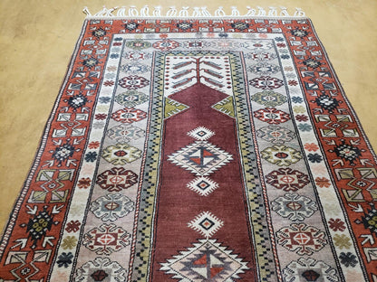 Turkish Rug Hand Knotted Wool 4 Ft 4 In By 7 Ft 6 In Vintage Oriental Tribal Talesh