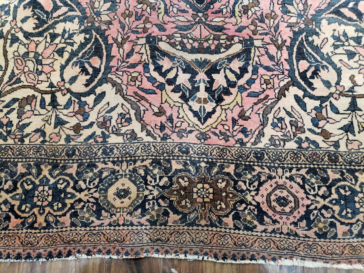Antique Persian Farahan Rug Hand Knotted Wool 4 Ft 1 In By 6 Ft 5 In Vintage Collectible