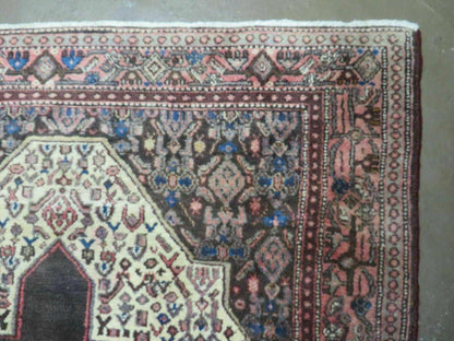 Antique Handmade Wool Rug Open Field Oriental Floral Indian Vegetable Dyes Colors 47 By 59 Inches