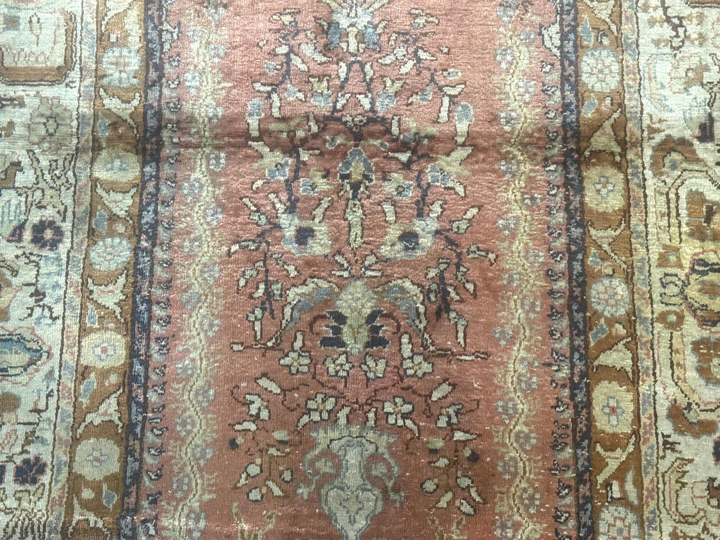 Silk Indian Kayseri Rug 4x6, Haji Jalili Design, Vintage Rug