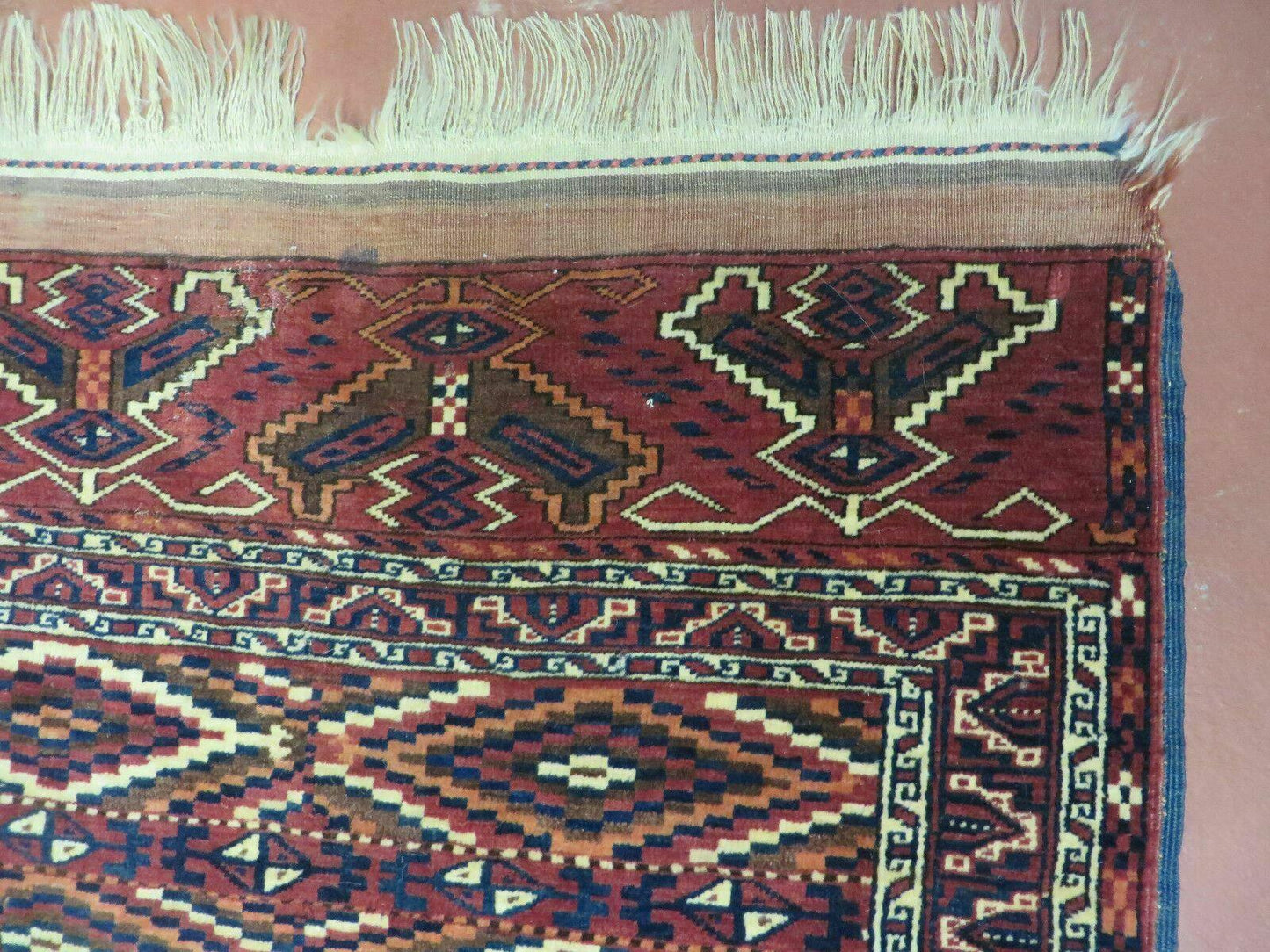 Bokhara Rug Antique Handmade In Russia Turkoman Yamud Wool 47x93