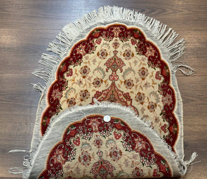 Small Oval Persian Tabriz Rug 2x4, Kork Wool and Silk Highlights, Fine 260 KPSI