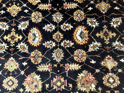 Indo Persian Mahal Rug 8x10 Hand Knotted Wool Oriental Carpet Black and Gold
