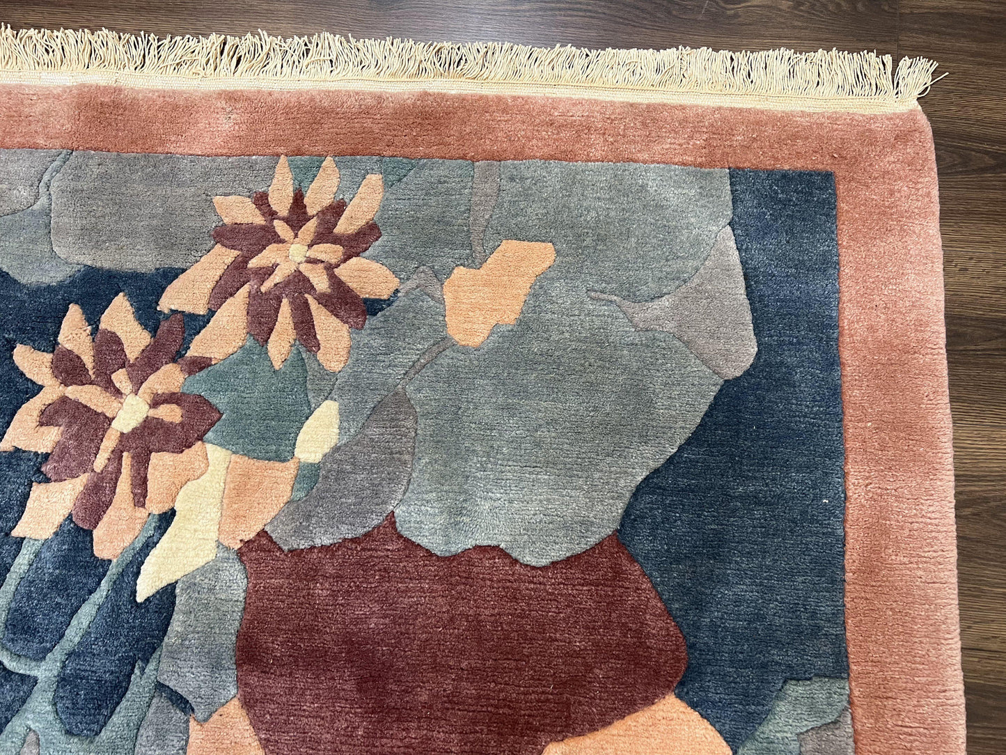 Modern Tibetan Rug Hand Knotted Wool Carpet 6x8 Multicolor Floral Abstract Pattern