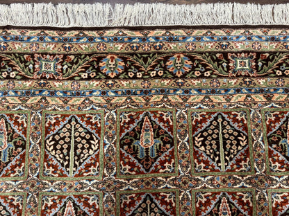 Sino Persian Wool Rug 8x10 Hand Knotted Panel Design Cedar Trees Brown Multicolor