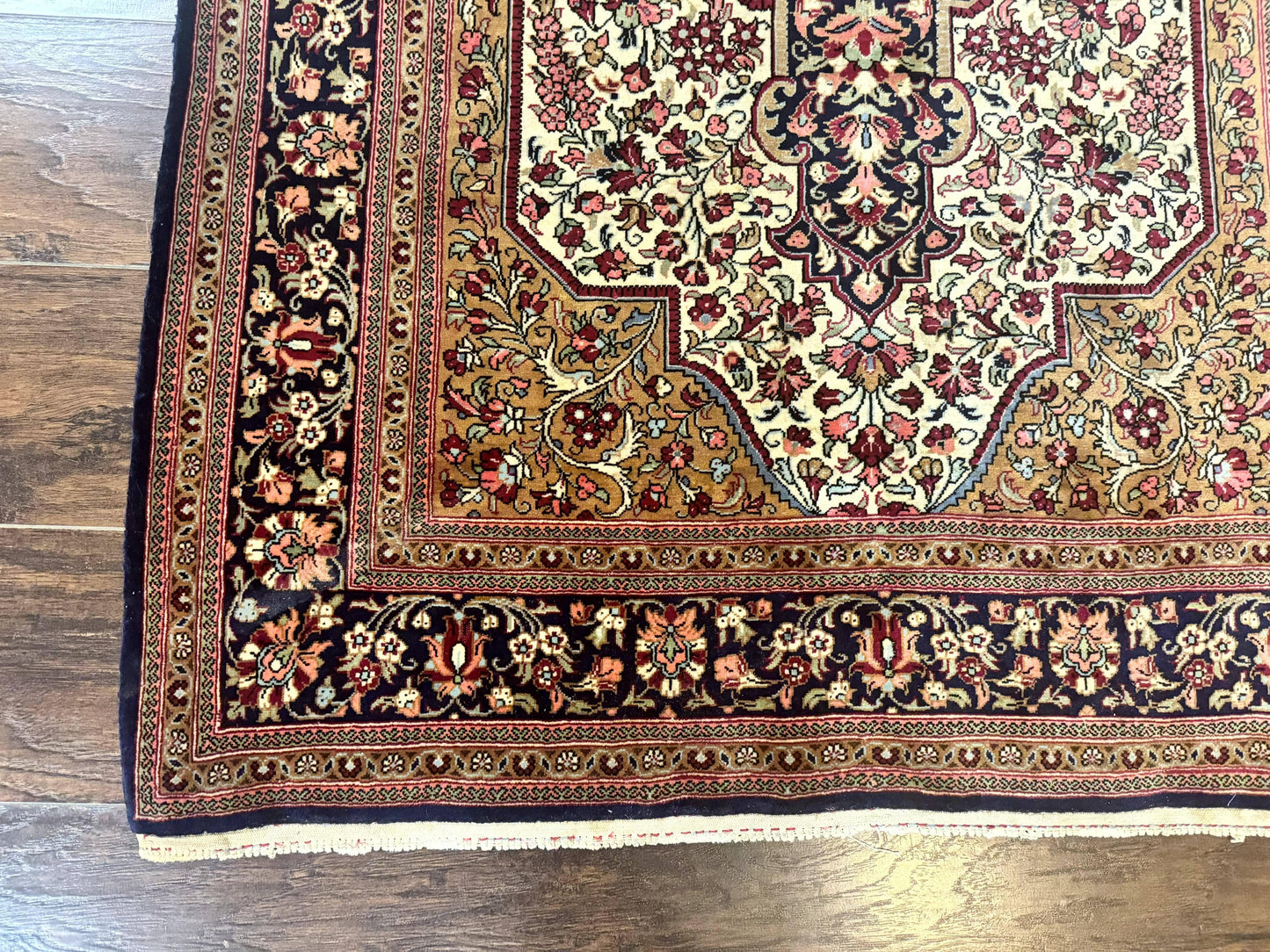 Persian Qum Rug Hand Knotted 3.6 By 5 Rare Semi Antique Kork Wool