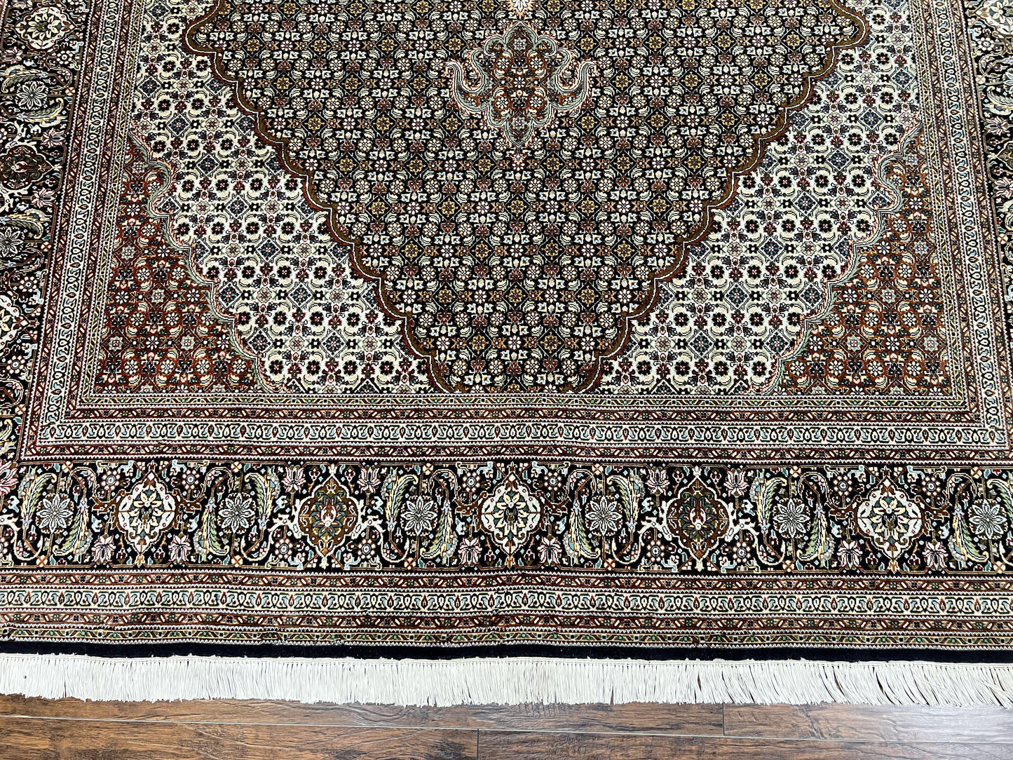 Wonderful Persian Tabriz Rug 7x10 ft, Very Fine 50 Raj 350 KPSI Oriental Carpet, Herati Mahi Pattern, Authentic Hand Knotted Handmade Wool Vintage