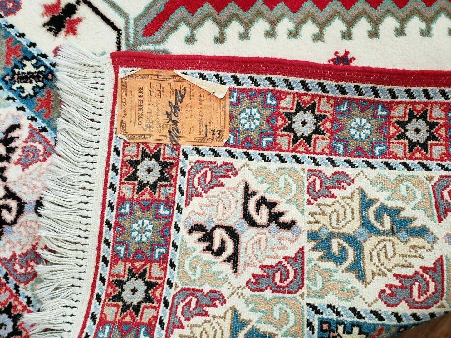 Vintage Moroccan Carpet 5x7 Area Rug, Berber Rug, Handmade Soft Wool Rug, Red Ivory and Blue, Geometric Medallion Rug, Bohemian Rug, Nice