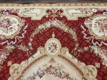 Aubusson Rug 8x11 Needlepoint Carpet Vintage French European Design
