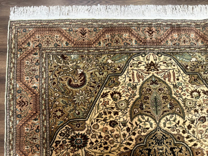 Turkish Sivas Rug 6x9 Floral Medallion Vintage Handmade Wool Carpet