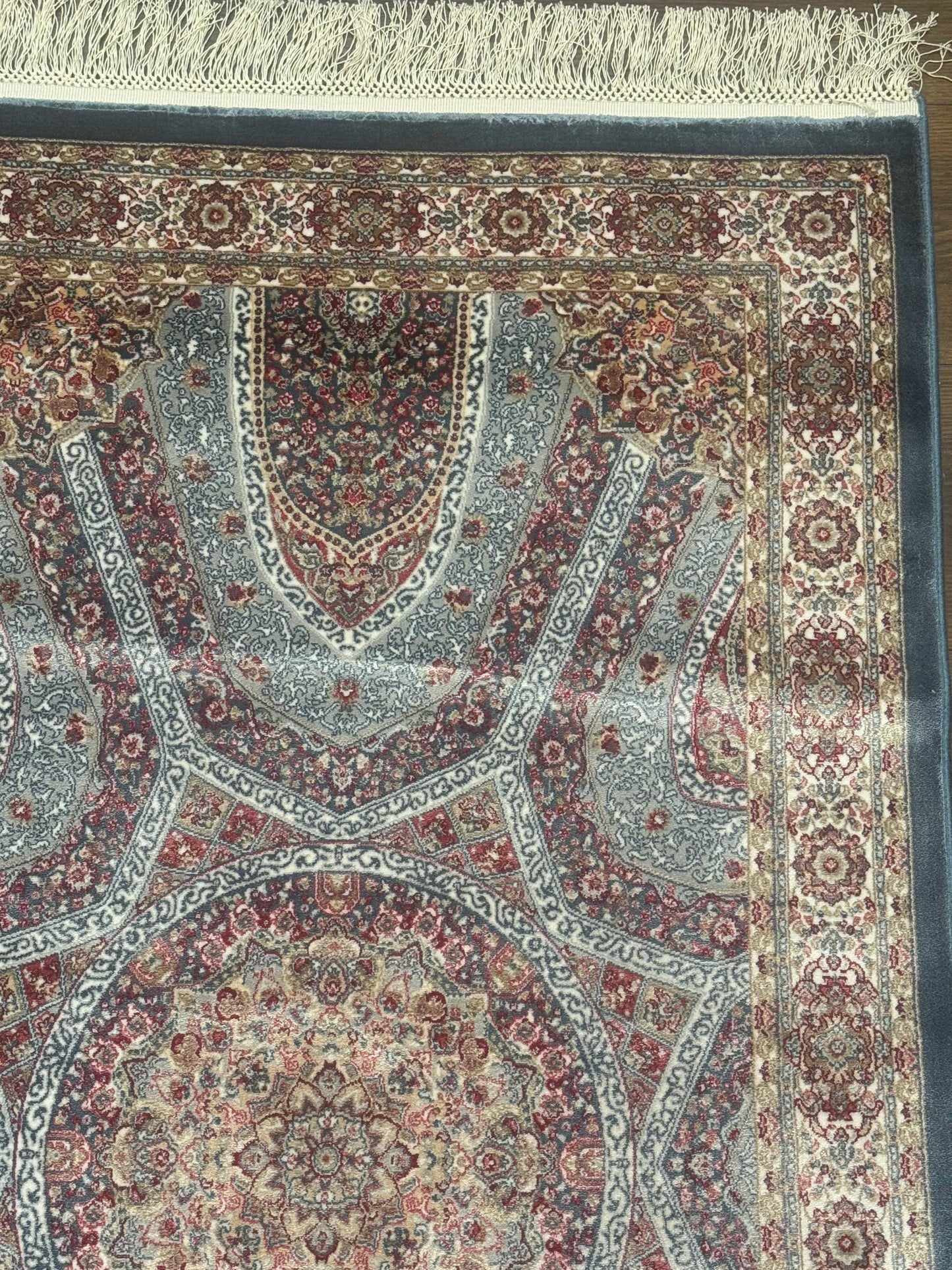 Turkish Silk Runner Rug 2.6 x 10, Light Blue Carpet, Bamboo Silk, New