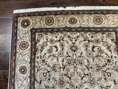 Persian Kashan Rug 5x7, Beige, Fine 250 KPSI