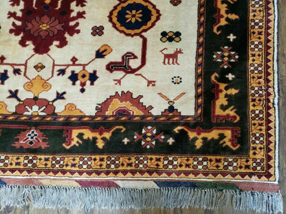 Vintage 1970s Turkish Kazak Wool Rug Hand Knotted Boho Bohemian Floor Decor