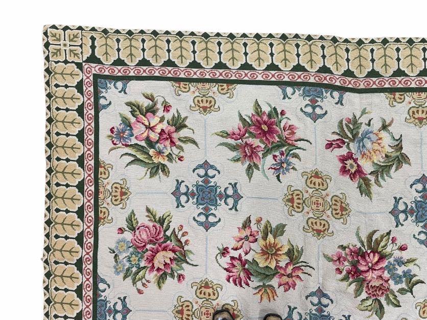 Hand-Knotted Needlepoint Carpet 6x9, Ivory/Cream Background, Colorful Flowers, Yellow Border, Aubusson Rug 6 x 9, New, Handmade