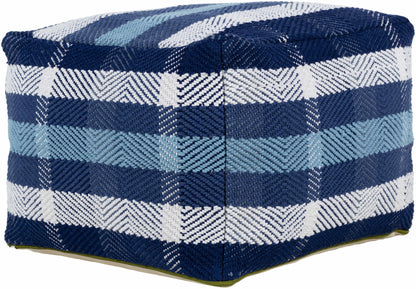 Dapa Pouf Handwoven Cotton in Denim Light Blue Off White Navy Clearance