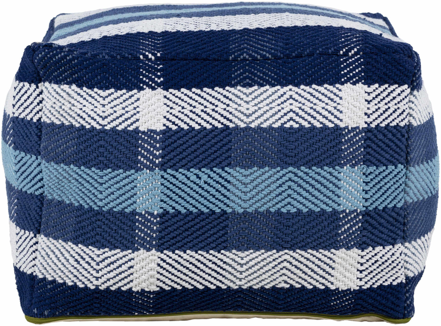 Dapa Pouf Handwoven Cotton in Denim Light Blue Off White Navy Clearance