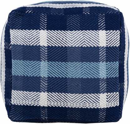 Dapa Pouf Handwoven Cotton in Denim Light Blue Off White Navy Clearance