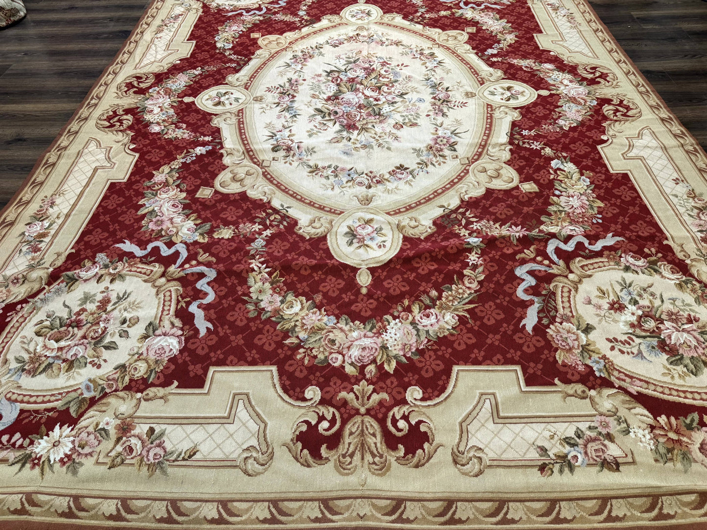 Aubusson Rug 8x11 Needlepoint Carpet Vintage French European Design