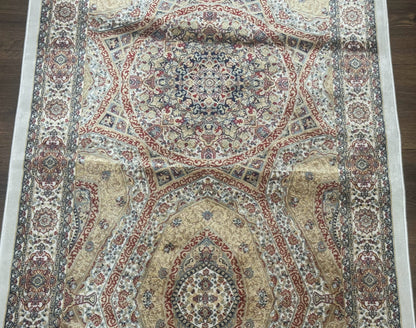 Turkish Silk Runner Rug 2.6 x 13, Dome Design, Hereke Runner, Bamboo Silk, New