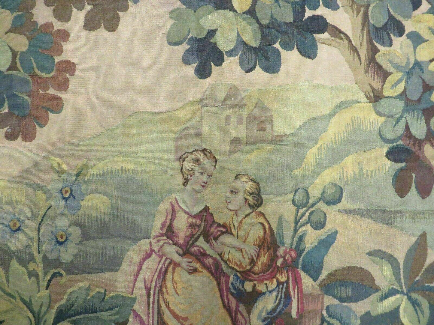 Antique French Tapestry Aubusson Style Nature Handmade One Of A Kind Rare