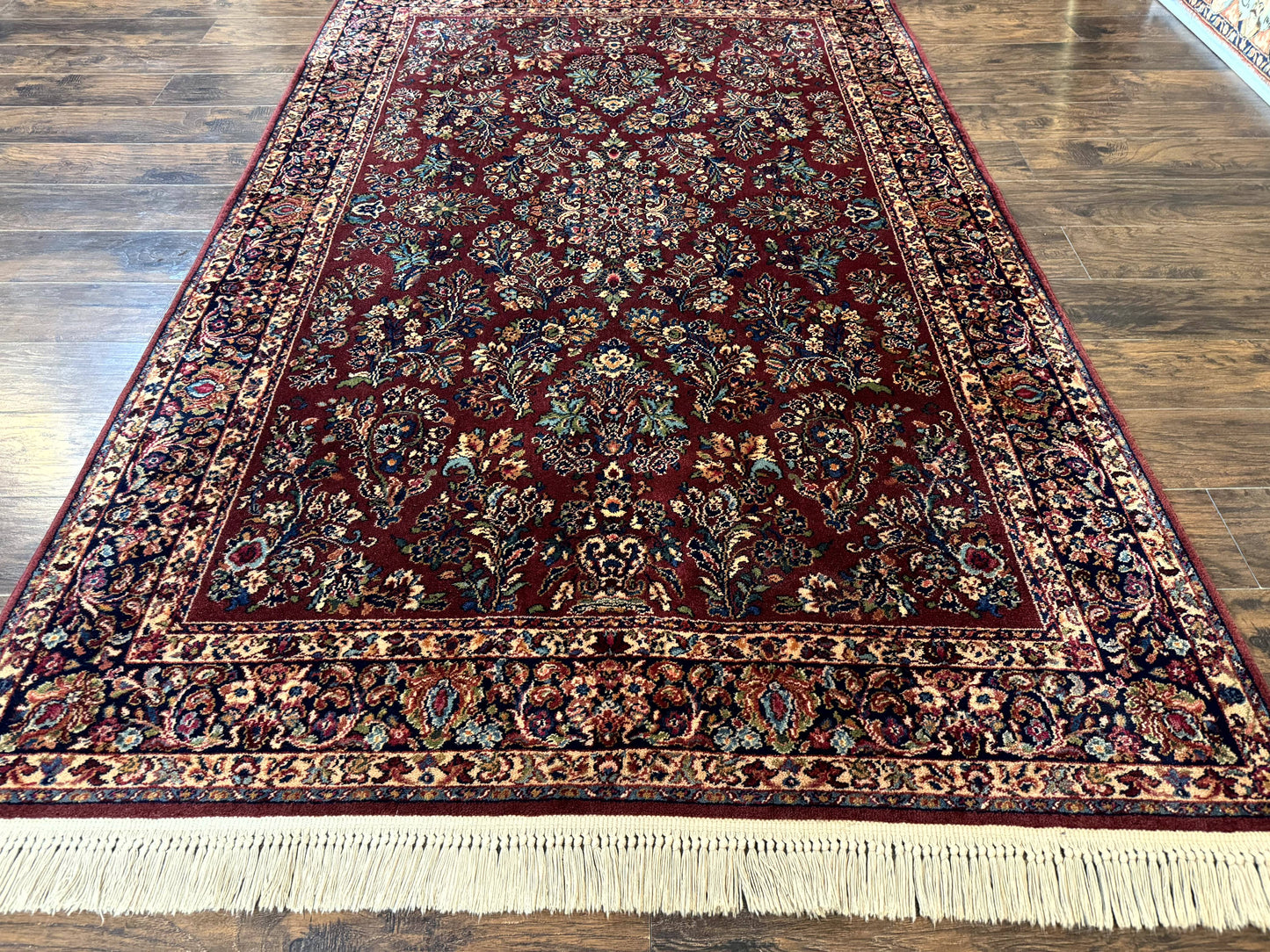 Karastan Red Sarouk Rug 5.9 x 9 Vintage Wool Area Carpet 785 Original 700 Series