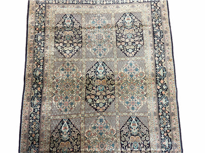 Turkish Silk Rug Vintage Hand Knotted 4x6