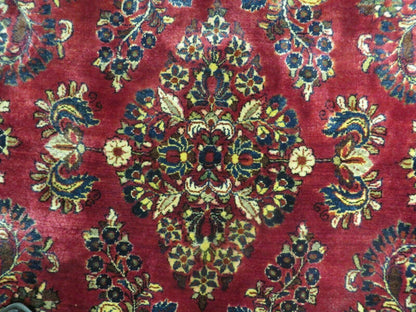 Persian Sarouk Rug 4x6, Red, Floral, Antique