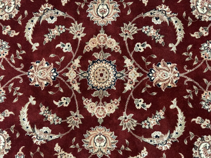 Maroon Persian Area Rug 8x10, Floral Allover, Pak Persian, Wool and Silk Highlights, Traditional Oriental Carpet