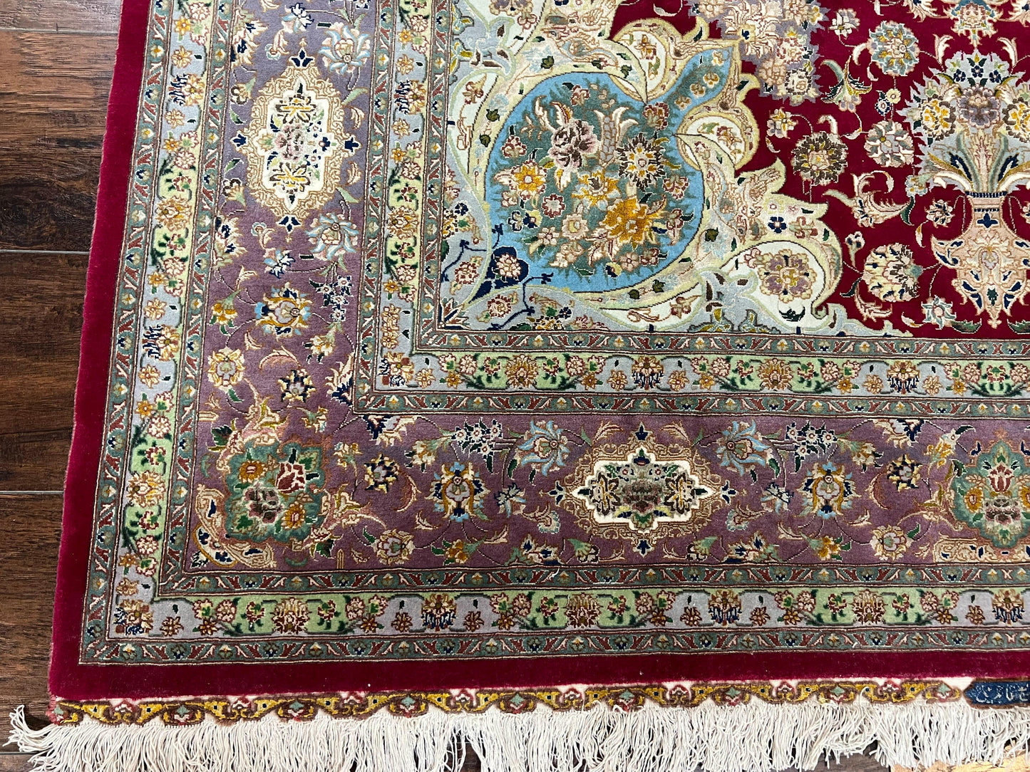 Persian Tabriz Rug 5x7 Handmade With Kork Wool Silk Foundation Ultra Fine 70 Raj KPSI Floral Medallion
